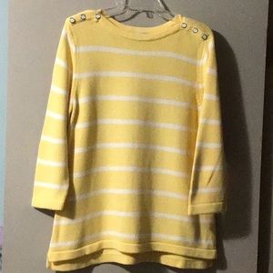 C&B Women’s Crew Neck Tunic Long Sleeve Cotton Sweater,Yellow/White Stripes